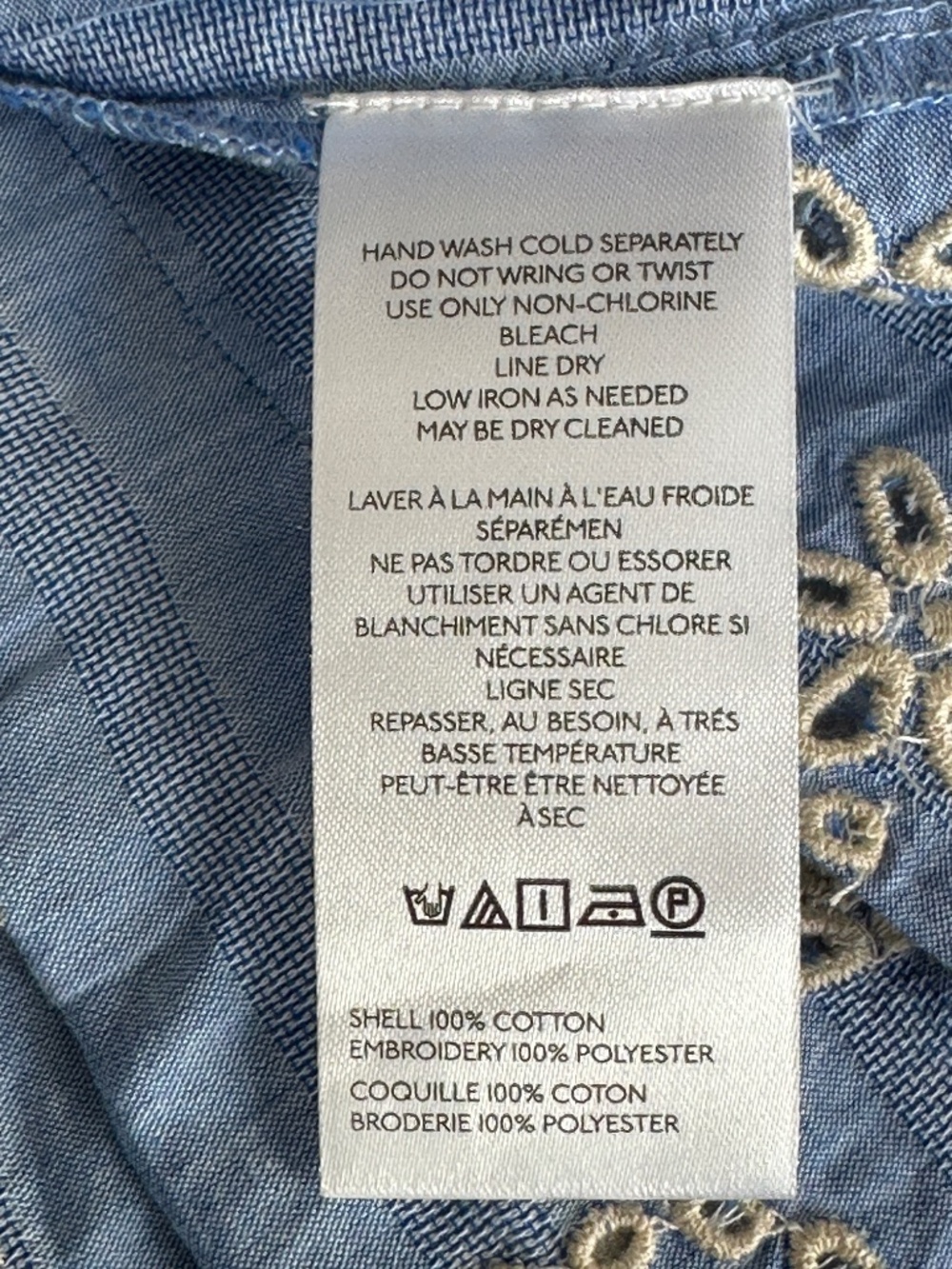 NEW Anthropologie Maeve Short-Sleeve Collared Pleated Blouse Blue Denim Large - Picture 8 of 9